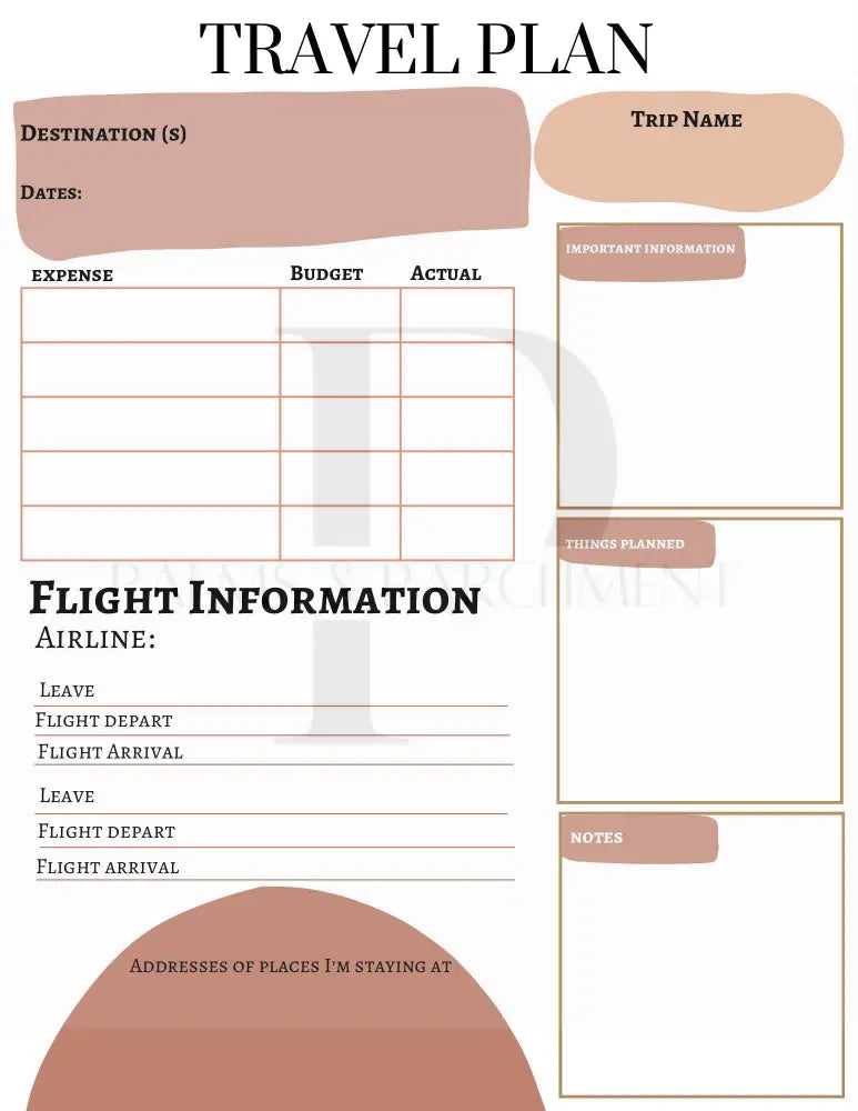 Palms And Parchment Travel Planner Calendars Organizers & Planners